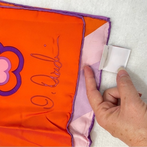 Lauren G. Adams 100% Silk Scarf Orange Pink Purple Swirls New in Package‌‌ - Picture 4 of 9